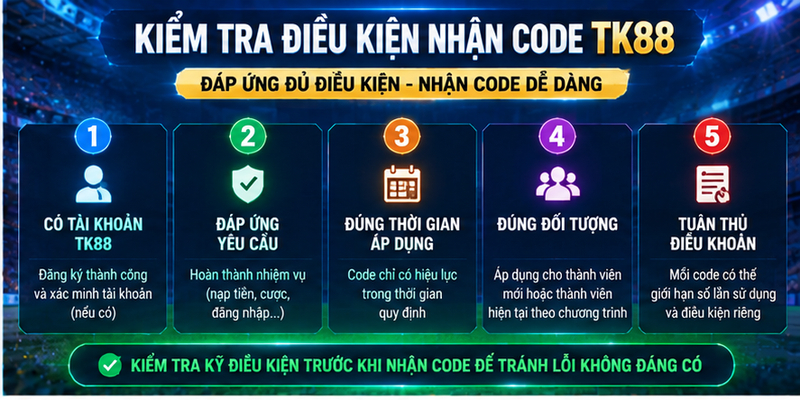 Kiểm tra điều kiện nhận code TK88