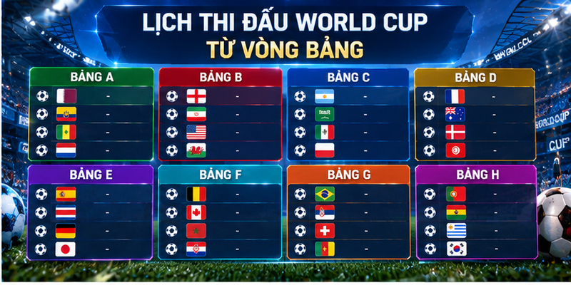 Lịch thi đấu World Cup từ vòng bảng